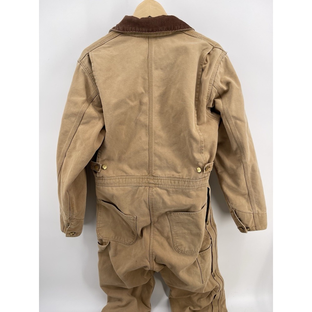 Rare vintage Carhartt Tan Brown Collar Duck Canvas Coverall Jumpsuit - Picture 5 of 16